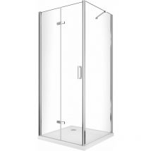 Giorgy - Duschbox aus 6 mm Glas mit Falttür und feststehender Seitenwand, Höhe 190 cm, in Chrom transparent 87,5-90 seitlicher fester Wand + DuschTür