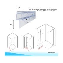 Duschdichtung Wasserabweiser Ersatzdichtung gerade unten für 10 mm Glasstärke Länge 100 cm