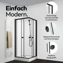 Dusche Komplett Marwell Komplettdusche Prime Style Square 80x80x200cm - inklusive Duschtasse und Armatur - Fertigdusche Duschkabine