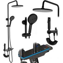 REA – Duschset mit Thermostat – Schwarz – Messing/ABS – Schlauchlänge 1500 mm – Anti-Kalk – 89570909