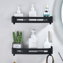 KCVV Duschablage Set aus Aluminium – 2 Stück – 32,5 x 12,5 x 4,5 cm – Wandmontage ohne Bohren – Rostfrei, Kratzfest