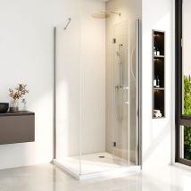 Duschkabine 120x90 cm 180°Falttür Duschabtrennung Eckeinstieg Duschwand Dusche mit Seitenwand aus 5mm esg Sicherheitsglas,Höhe 195 cm(Ohne Duschtasse)