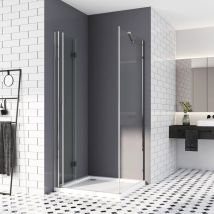 Duschkabine 120x80, Duschtür Schwingtür mit Seitenwand Falttür Eckeinstieg Duschabtrennung 180o Duschwand 5mm esg Sicherheitsglas Nano-Beschichtung