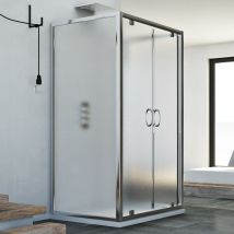 Idralite - Duschkabine 3-seitig Saloon Strukturglas h 185 mod. Sintesi Trio 2 Türen 90x130x90 cm