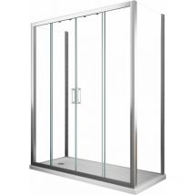 Giorgy - U-förmige Duschkabine, 3-seitig aus 6 mm Glas mit zentraler Schiebeöffnung mit 4 Flügeln, GRÖßE 67,5-70 feste Seitenwände und Tür, fest +