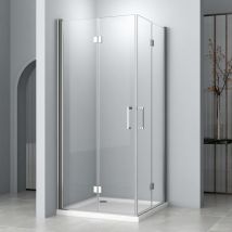 Duschkabine 80x120 cm Eckeinstieg Dusche Falttür 180o Duschabtrennung aus 5 mm NANO-Glas Duschkabine Scharniertür,Kann auf Einer Duschwanne oder