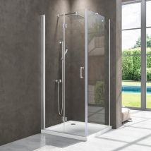 Boromal - Duschkabine 75x80cm Duschabtrennung Eckeinstieg Dusche Duschwand 5mm esg Sicherheitsglas Duschkabine Falttür Duschtür Höhe 195cm Eckdusche