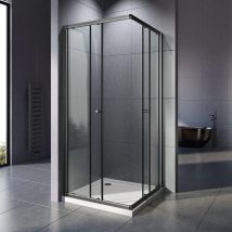 Duschkabine 75 X 80 X 185cm Eckeinstieg, Duschkabine 75x90 Schwarz Duschabtrennung Doppel Schiebetür Echtglas Duschtür Duschkabine Schiebetür