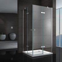 Duschkabine 100x100 Eckkabine mit Scharniertüren Nano Klarglas