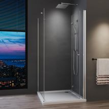 Duschkabine 120x90x185 cm 180°Drehfalttür Duschkabine Eckeinstieg Duschabtrennung mit Seitenwand 5mm esg Sicherheitsglas Dusche Falttür