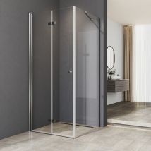 Duschkabine 80 X 80 Cm Falttür Mit Seitenwand Duschabtrennung Eckeinstieg 6mm Esg-glas Dusche Duschwand ,höhe 185cm