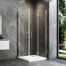 Duschkabine 75x120 Cm Falttür 180° Eckeinstieg Duschabtrennung Drehfalttür Dusche 6mm Nano Beschichtung Esg Glas, Höhe 195 Cm