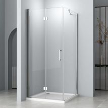 Duschkabine 75x75cm Falttür mit Seitenwand Duschabtrennung 6mm esg Sicherheitsglas 195cm Eckeinstieg - Boromal