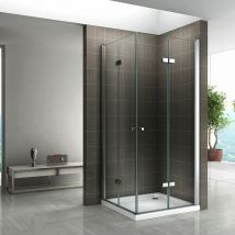 Iflair - Duschkabine Duschabtrennung Eckeinstieg Falttür nano-esg Klarglas Höhe: 180cm DK99 70x120 cm clear