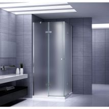 Duschkabine Duschabtrennung Eckeinstieg Scharniertür nano-esg Satiniert Höhe: 190cm DK19 120x120 cm