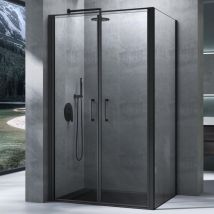 Mai & Mai Duschkabine Duschabtrennung mit Drehtür 90x140x195cm Hebe-Senk-Mechanismus 8mm ESG-Sicherheitsglas Nano-Beschichtung Rav66 Schwarz