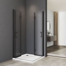 Duschkabine Eckeinstieg 120x100x195cm Schwarz 180o Doppel Falttür Duschabtrennung Drehfalttür Dusche Duschwand Aus 6mm Nano Esg Sicherheitsglas, 