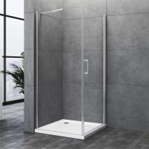 Duschkabine Eckeinstieg 80x90x195cm Pendeltür Duschabtrennung mit Seitenwand, 90x80cm Glas Schwingtür Duschwand aus 5mm Nano Sicherheitsglas, ESG