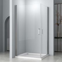 Duschkabine Eckeinstieg 75x90x195cm, Dusche Falttür 180o Duschkabine Eckeinstieg mit Schiebetüren Duschkabine Duschabtrennung-glas 5mm esg