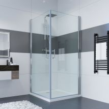 Impts - Duschkabine Eckeinstieg Doppelt Duschtür Duschabtrennung Duschwand Dusche 80x80x195cm mit Duschtasse & Ablauf