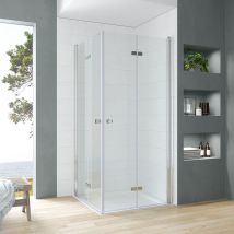 Duschkabine Eckeinstieg Drehfalttür Glas Duschabtrennung Eckdusche doppelten Falttür Rahmenlos Sicherheitsglas Scharniertür Duschtür 6. 70x120x187 cm
