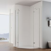 IMPTS Duschkabine Eckeinstieg Duschabtrennung Duschtür falttür Drehfalttür Eckdusche Scharniertür Rahmenlos faltbar aus 6mm ESG Glas 80x100x185 Inkl