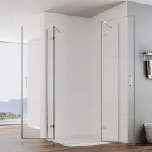 Duschkabine Eckeinstieg Duschabtrennung Duschtür falttür Drehfalttür Eckdusche Scharniertür Rahmenlos faltbar aus 6mm esg Glas 75x75x195 Ohne