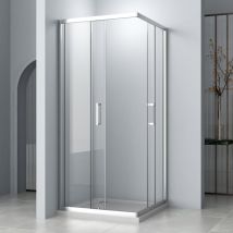 Duschkabine Eckeinstieg, Duschkabine 100x100cm Eckeinstieg Schiebetür Duschabtrennung Dusche Duschwand 5mm esg Glas mit Langer Griff Höhe 185cm,