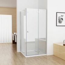 Duschkabine Eckeinstieg 90x80 cm Dusche Falttür 90 mit Seitenwand 80 esg Glas 195cm mit Duschwanne - Miqu
