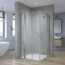 Duschkabine Eckeinstieg Falttür Duschabtrennung Glas Drehfalttür 5mm Sicherheitsglas Eckdusche Faltbar Duschtür Mit Festteil Und Acryl-duschablage 