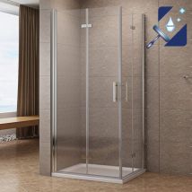 Duschkabine Eckeinstieg Falttür Eckdusche 180o Faltbar Klappbar Duschtür Duschwand Glas Duschtrennwand aus 6mm Sicherheitsglas mit Nano Beschichtung