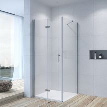 Duschkabine Eckeinstieg Falttür mit Seitenwand Eckdusche Duschwand, 6 mm Einscheiben-Sicherheitsglas (esg) mit Nano Beschichtung 22. Falttür x