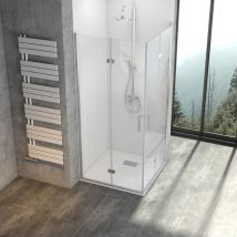 Duschwand Duschkabine Duschtür Falttür Eckeinstieg Duschabtrennung, 6 mm esg Nano Glas, 80 x 80 x 195 cm - Witen&nock
