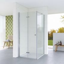 Duschkabine Eckeinstieg Falttür Drehfaltür Pendeltür mit Seitenwand Duschabtrennung Duschwand Glas Eckdusche rahmenlos Faltbar klappbar Duschtür mit