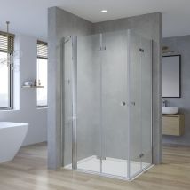 Duschkabine Eckeinstieg Glas Falttür 90 95 100 110 120 140 cm Eckdusche Duschwand Drehfalttür Duschabtrennung Faltbar Duschtür mit Nebenteil 5 mm