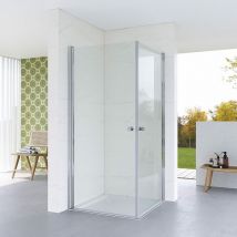 Duschkabine Eckeinstieg mit Drehtüren Eckdusche Pendeltüren Duschabtrennung Ecke Doppeltüren Schwingtüren Bodengleich Barrierefreie Duschwand Glas