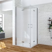 Duschkabine Eckeinstieg mit Falttür Duschabtrennung nano Glas beide Seiten 180o faltbar Duschwand aus durchsichtigem esg Sicherheitsglas 9. 75x90x197