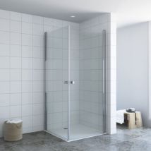 Duschkabine Eckeinstieg mit Pendeltüren Eckdusche Drehtür Schwingtür Duschwand Glas rahmenlos aus 6 mm Sicherheitsglas esg klar mit Lotuseffekt