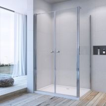 Duschkabine Eckeinstieg Pendeltür mit Seitenwand Eckdusche Drehtüren aus 6 mm Klarglas inkl. Nanobeschichtung 9. 100x90x197 cm mit festem Seitenteil