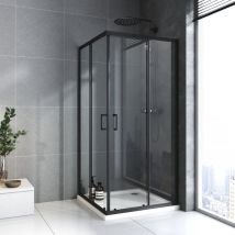 Duschkabine Schiebetür Schwarz Duschabtrennung Eckeinstieg Duschwand ESG-Glas 75x90cm 90x75cm 185cm - Boromal