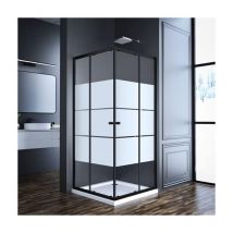 Duschkabine Eckeinstieg Schwarz 75x90x185cm mit Schiebetüren Gestreift Eckeinstieg Duschkabine Duschabtrennung Dusche Duschwand 5mm ESG Glas LINKS &
