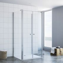 Duschkabine Eckeinstieg u Kabine 180° Pendeltür Dusche Eckdusche u Form Freistehend Schwingtür Sicherheitsglas esg 6 mm klar Nanobeschichtung 10.