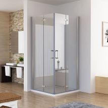 Duschkabine 90x90 Eckig Dusche Falttür 180o Duschwand Duschabtrennung NANO Glas 185cm DA