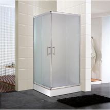 Duschkabine 90x90 Cm Ecköffnung Aus Satiniertem Gehärtetem Glas Mit Chromprofil - Frascio