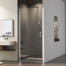 Duschkabine Einzelschwingtür in Nische 75cm, 5mm esg nano Glas, Sicherheitsgla Duschtür Höhe 195cm, Silber Duschabtrennung Eckeinstieg mit