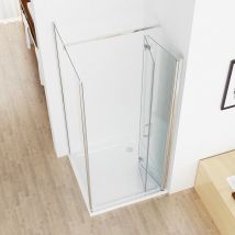 Duschkabine Falttür Eckeinstieg Dusche 180° Schwingtür Duschwand mit Seitenwand nano esg 197cm Höhe, Tür 120 x 90 Seitenwand x 197 cm