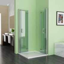 Duschkabine Falttür 185cm Höhe Duschabtrennung Eckig Dusche 180o Duschwand 6mm NANO Glas, 120x75cm