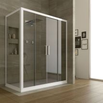 Eck-duschkabine In Pvc Weisses Profil H 200 Mod. Star 2 Türen 70x160 Cm Klarglas
