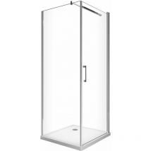 Duschabtrennung mit Schwingtür + feststehende seitliche Scheibe aus 8 mm gehärtetem Easy-Clean Glas, reversibel CM.82-84 DuschTür + seitlicher fester