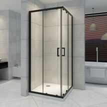Duschkabine mit Schiebetüren Eckdusche mit Rollensystem aus esg Glas 185cm Hoch mit schwarze Profile DK79 75x100 cm
